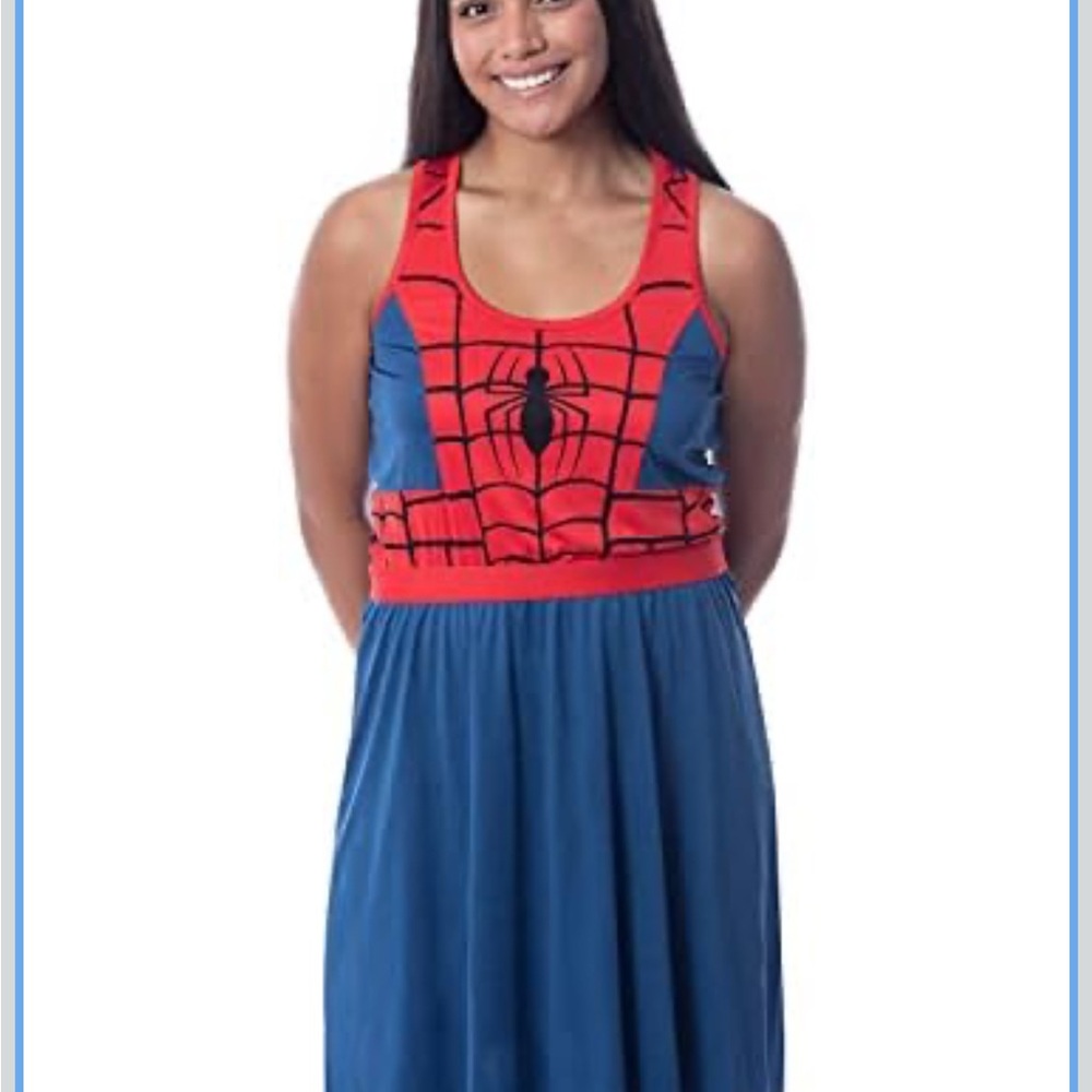 Girls' Red & Blue Spider Tank Dress Kids Costume - Picture 1 of 2